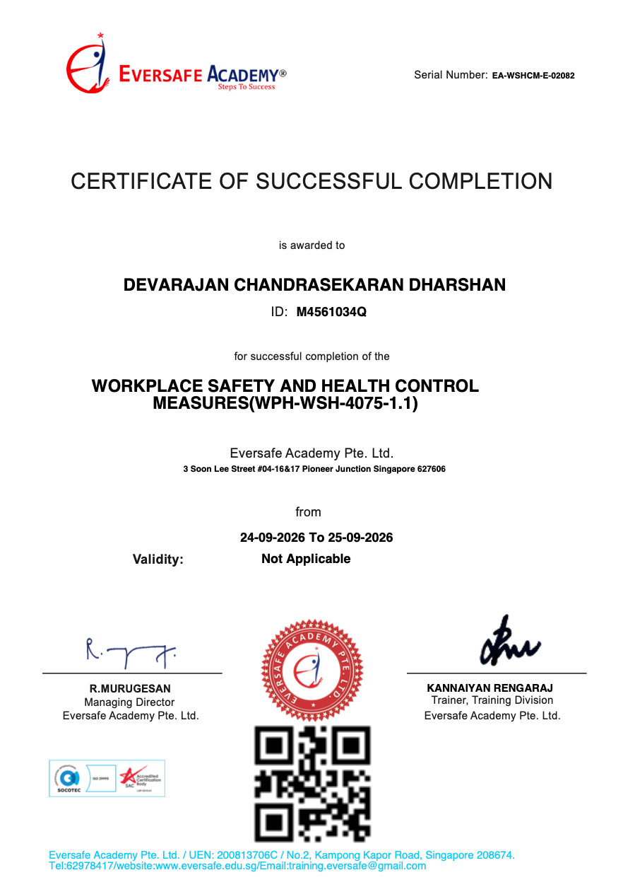 Workplace Safety & Health Control Measures Certificate – Eversafe Academy